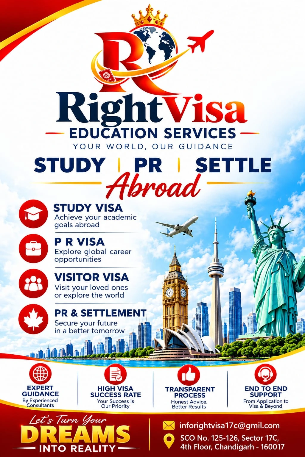 Right Visa Education Services brand poster